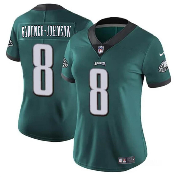 Personalized Women’s Philadelphia Eagles #8 Chauncey Gardner-Johnson Green Untouchable Limited Stitched Football Jersey(Run Small)