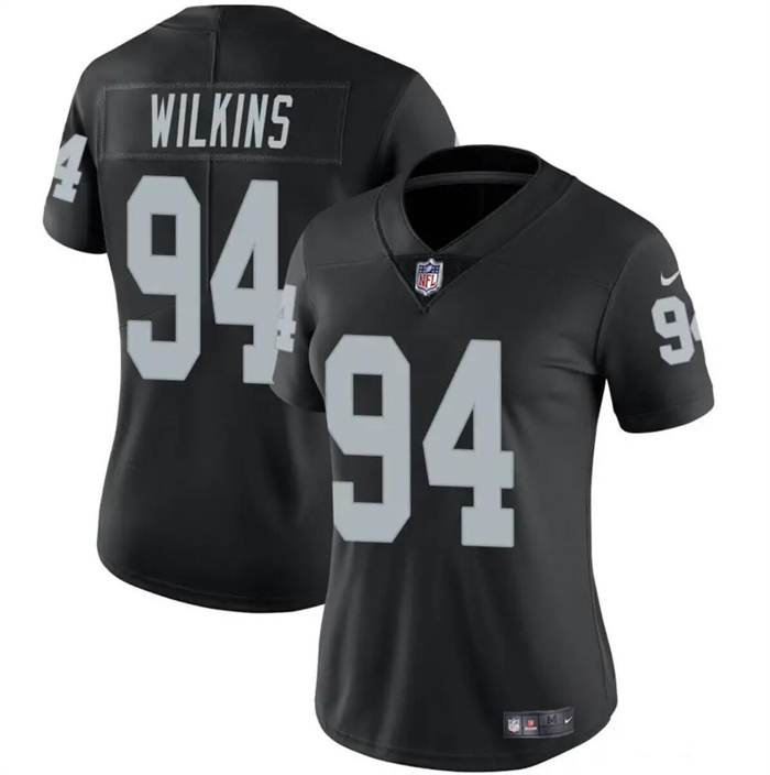 Personalized Women’s Las Vegas Raiders #94 Christian Wilkins Black Stitched Jersey(Run Small)