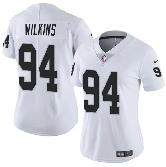 Personalized Women’s Las Vegas Raiders #94 Christian Wilkins White Stitched Jersey(Run Small)