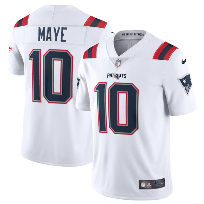 Personalized Men’s New England Patriots #10 Drake Maye White 2024 Draft Limited Stitched Football Jersey