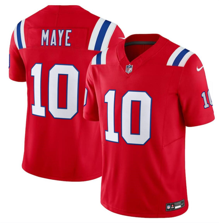 Personalized Men’s New England Patriots #10 Drake Maye Red 2024 Draft F.U.S.E. Limited Stitched Football Jersey