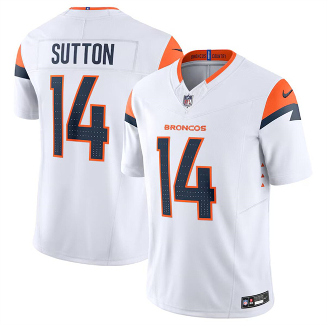 Personalized Men’s Denver Broncos #14 Courtland Sutton White 2024 F.U.S.E. Limited Stitched Football Jersey