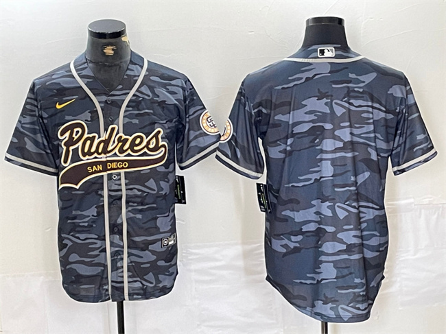 Personalized Men’s San Diego Padres Blank Gray Camo Cool Base Stitched Baseball Jersey