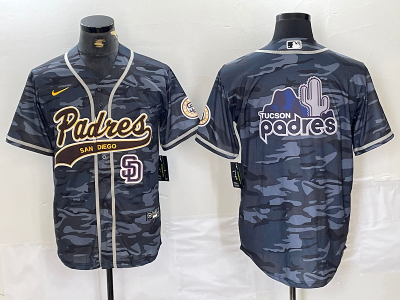 Personalized Men’s San Diego Padres Blank Gray Camo Cool Base Stitched Baseball Jersey