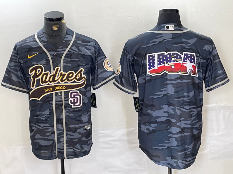 Personalized Men’s San Diego Padres Blank Gray Camo Cool Base Stitched Baseball Jersey