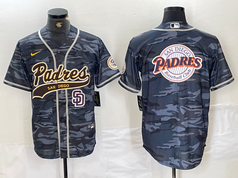 Personalized Men’s San Diego Padres Blank Gray Camo Cool Base Stitched Baseball Jersey