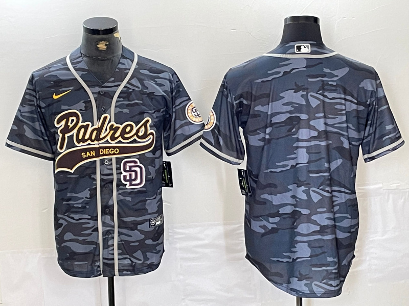 Personalized Men’s San Diego Padres Blank Gray Camo Cool Base Stitched Baseball Jersey