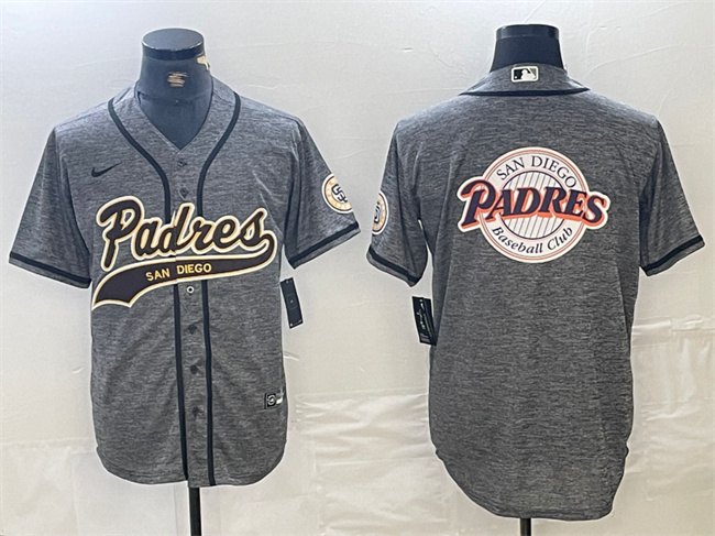 Personalized Men’s San Diego Padres Gray Team Big Logo Cool Base Stitched Baseball Jersey