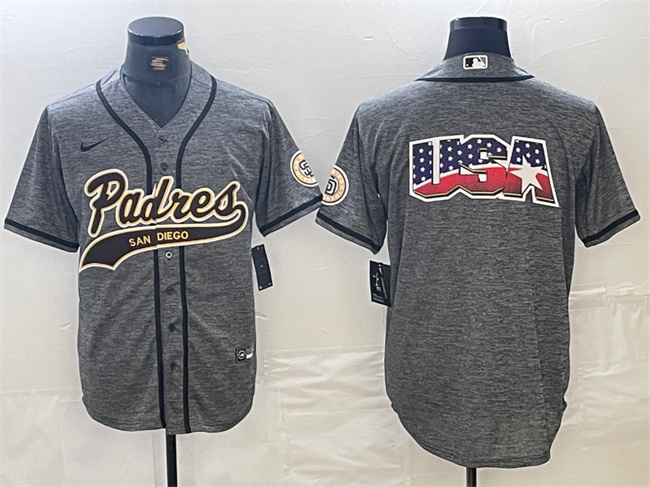 Personalized Men’s San Diego Padres Gray Team Big Logo Cool Base Stitched Baseball Jersey