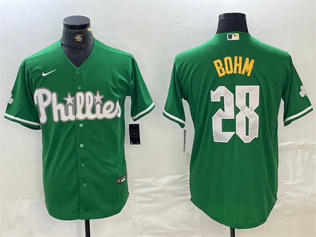 Personalized Men’s Philadelphia Phillies #28 Alec Bohm Green 2024 City Connect Stitched Jersey