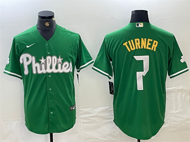Personalized Men’s Philadelphia Phillies #7 Trea Turner Green 2024 City Connect Stitched Jersey