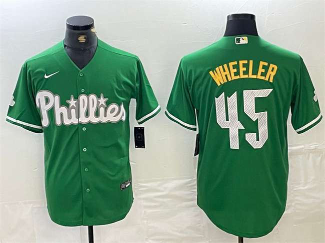 Personalized Men’s Philadelphia Phillies #45 Zack Wheeler Green 2024 City Connect Stitched Jersey