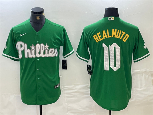 Personalized Men’s Philadelphia Phillies #10 J.T. Realmuto Green 2024 City Connect Stitched Jersey