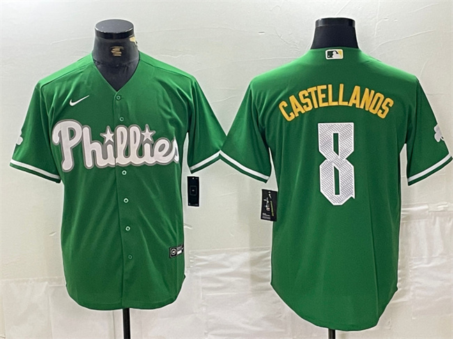 Personalized Men’s Philadelphia Phillies #8 Nick Castellanos Green 2024 City Connect Stitched Jersey