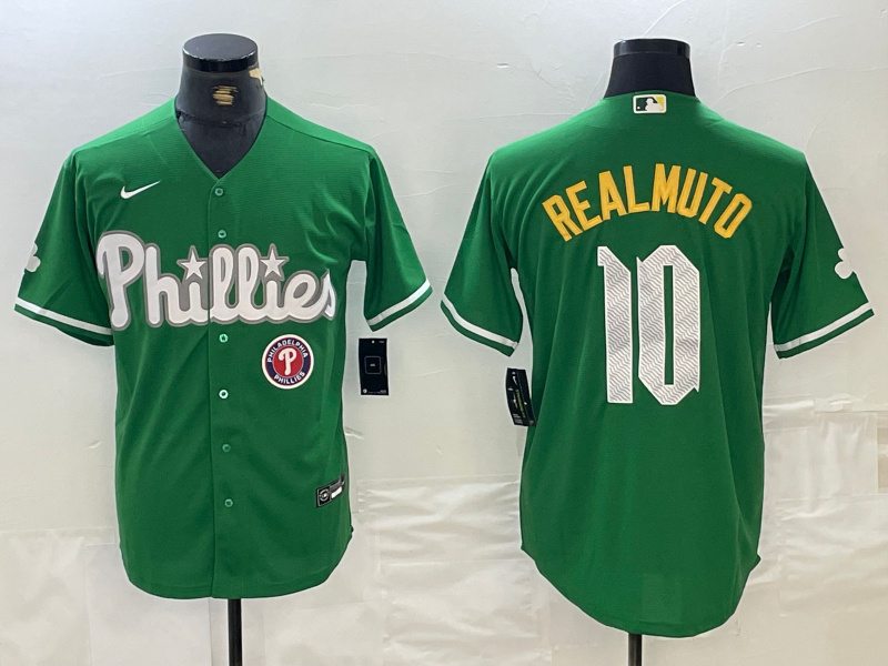 Personalized men’s philadelphia phillies #10 j.t. realmuto green 2024 city connect stitched jersey