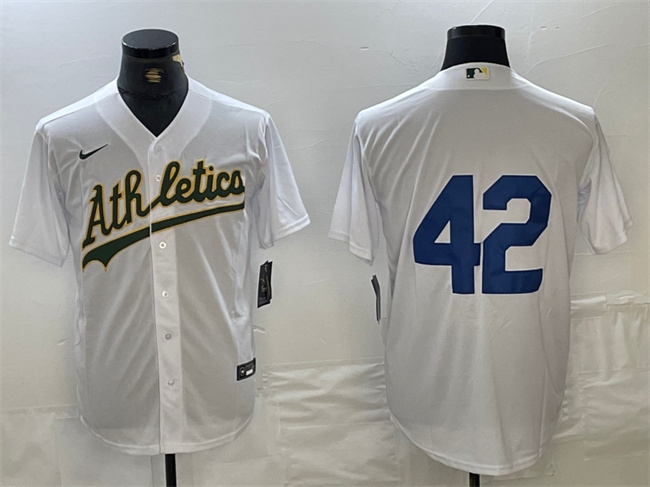Personalized Men’s Oakland Athletics #42 Jackie Robinson White Cool Base Stitched Jersey