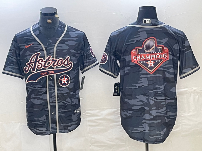 Personalized Men’s Houston Astros Blank Gray Camo With Patch Cool Base Stitched Baseball Jersey