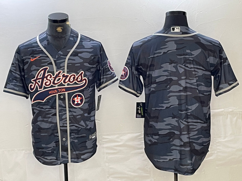 Personalized Men’s Houston Astros Blank Gray Camo With Patch Cool Base Stitched Baseball Jersey