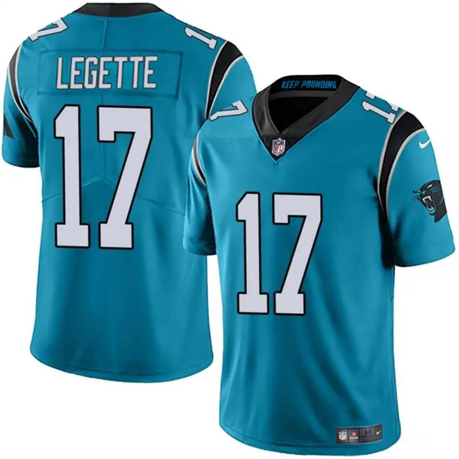 Personalized Youth Carolina Panthers 17 Xavier Legette Blue Limited Stitched Football Jersey