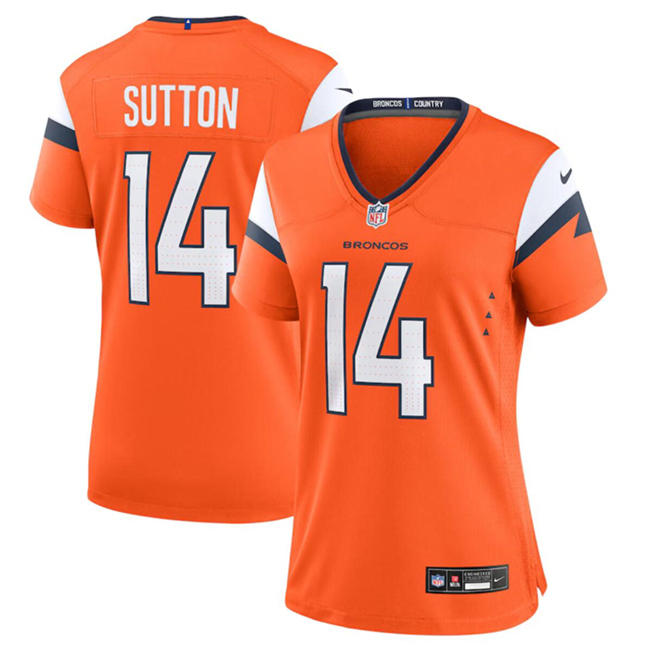 Personalized Women’s Denver Broncos #14 Courtland Sutton Orange 2024 Stitched Jersey(Run Small)