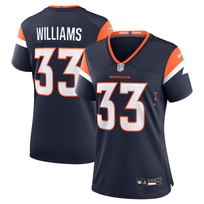 Personalized Women’s Denver Broncos #33 Javonte Williams Navy 2024 Alternate Stitched Jersey(Run Small)