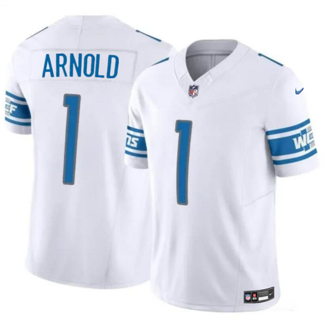 Personalized Men’s Detroit Lions #1 Terrion Arnold White 2024 Draft F.U.S.E. Untouchable Limited Stitched Jersey