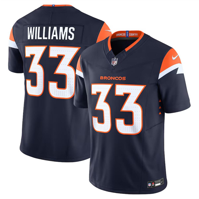 Personalized Men’s Denver Broncos #33 Javonte Williams Navy 2024 F.U.S.E. Alternate Limited Stitched Football Jersey