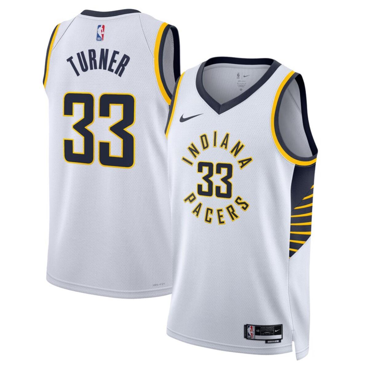 Personalized Men’s Indiana Pacers #33 Myles Turner White Association Edition Stitched Basketball Jersey