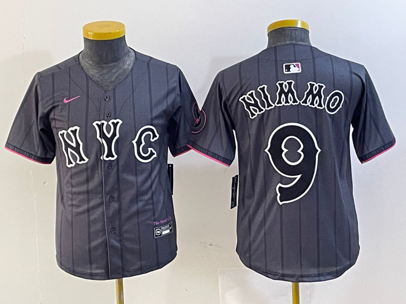 Personalized Youth New York Mets #9 Brandon Nimmo Graphite 2024 City Connect Limited Stitched Baseball Jersey