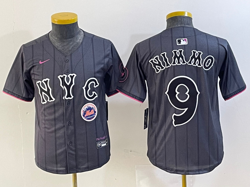 Personalized Youth New York Mets #9 Brandon Nimmo Graphite 2024 City Connect Limited Stitched Baseball Jersey