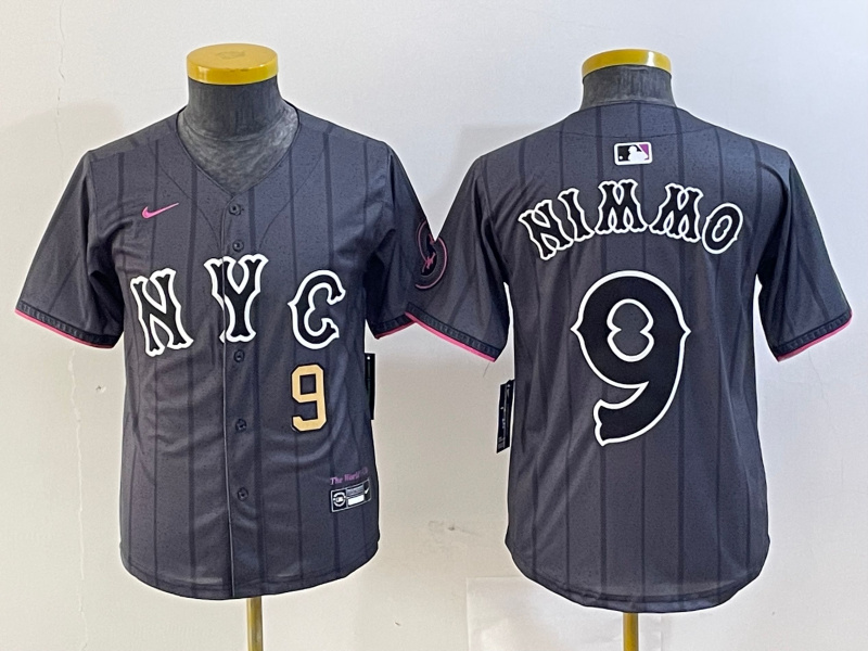 Personalized Youth New York Mets #9 Brandon Nimmo Graphite 2024 City Connect Limited Stitched Baseball Jersey