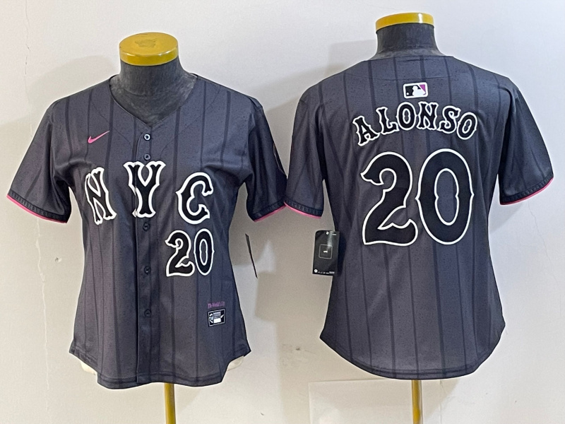 Personalized Women New York Mets #20 Pete Alonso Graphite 2024 City Connect Limited Stitched Baseball Jersey