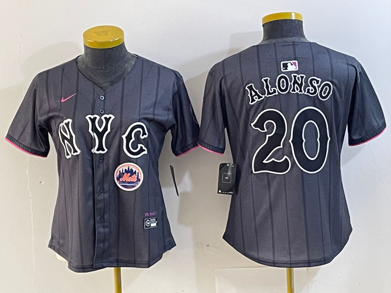 Personalized Women’s New York Mets #20 Pete Alonso Graphite 2024 City Connect Limited Stitched Baseball Jersey