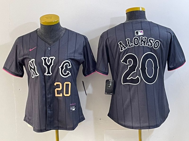 Personalized Women’s New York Mets #20 Pete Alonso Graphite 2024 City Connect Limited Stitched Baseball Jersey