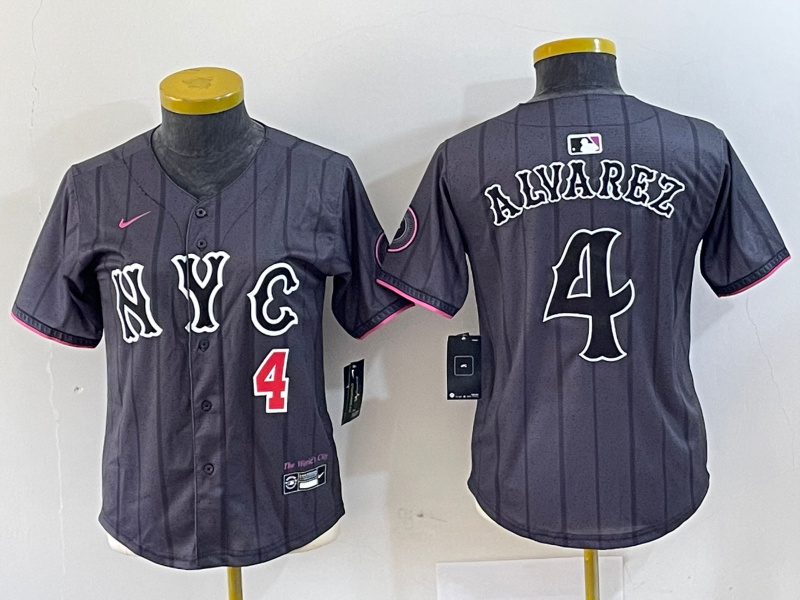 Personalized Women’s New York Mets #4 Francisco Alvarez Graphite 2024 City Connect Limited Stitched Baseball Jersey