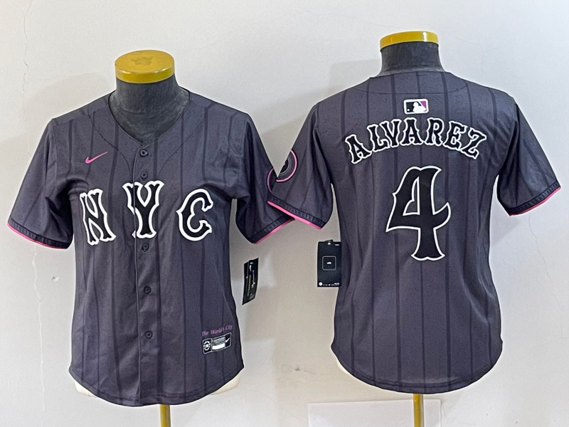 Personalized Women’s New York Mets #4 Francisco Alvarez Graphite 2024 City Connect Limited Stitched Baseball Jersey