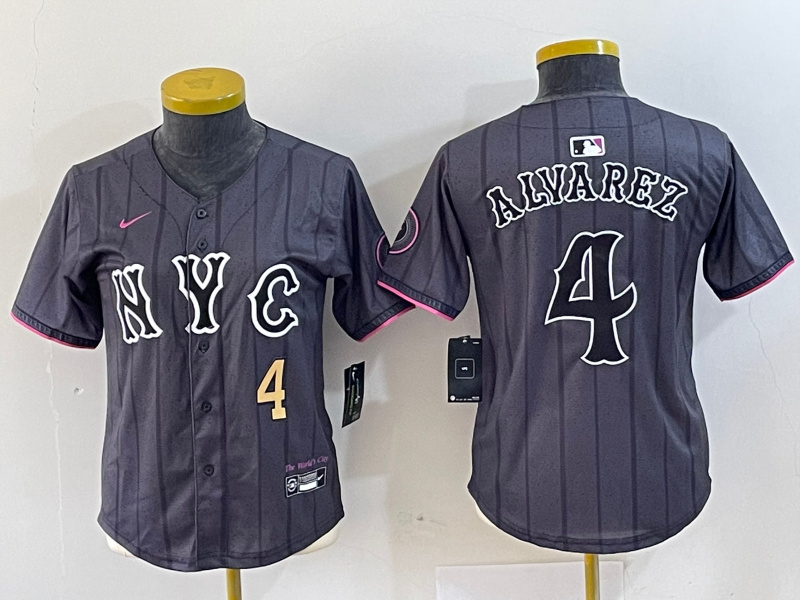 Personalized Women’s New York Mets #4 Francisco Alvarez Graphite 2024 City Connect Limited Stitched Baseball Jersey