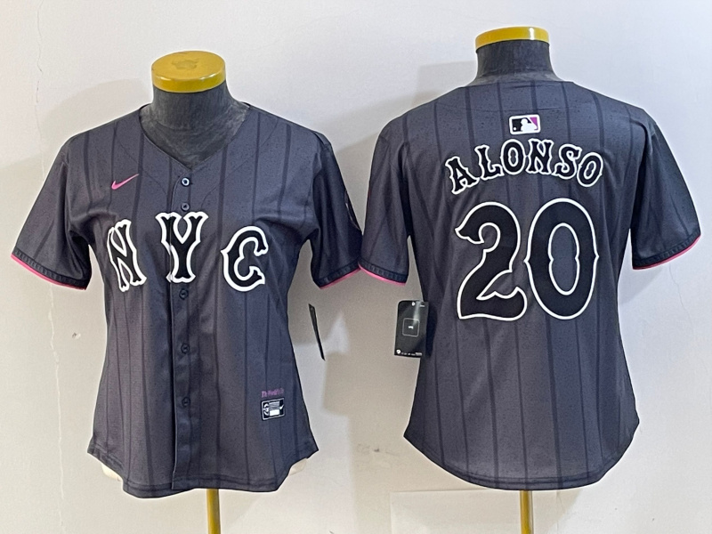 Personalized Women’s New York Mets #20 Pete Alonso Graphite 2024 City Connect Limited Stitched Baseball Jersey(Run Small)
