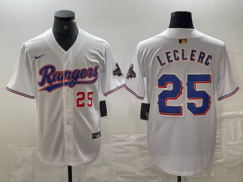 Personalized Men’s Texas Rangers #25 Jose Leclerc White Gold Cool Base Stitched Baseball Jersey