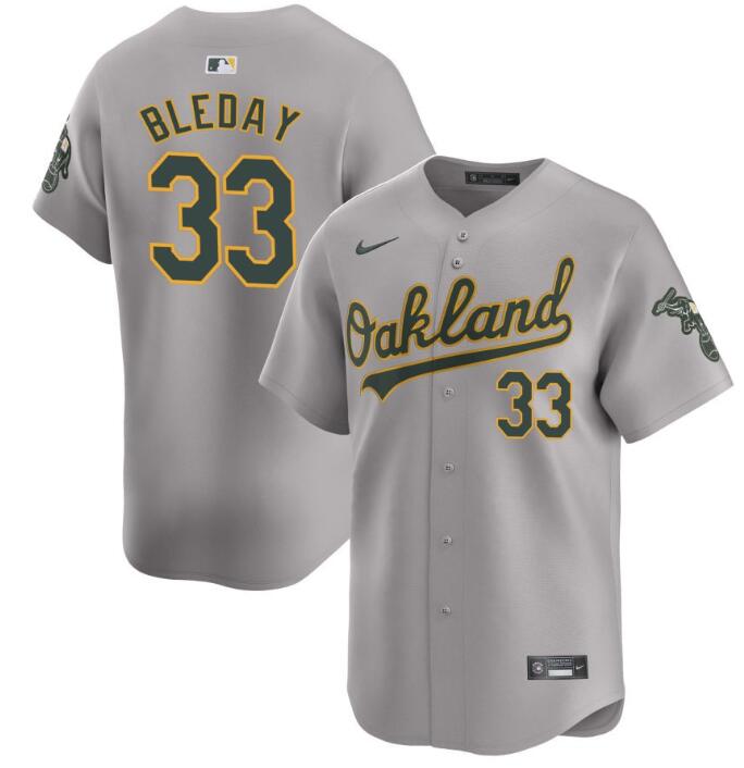 Personalized Men’s Oakland Athletics #33 JJ Bleday Grey 2024 Away Limited Stitched Jersey