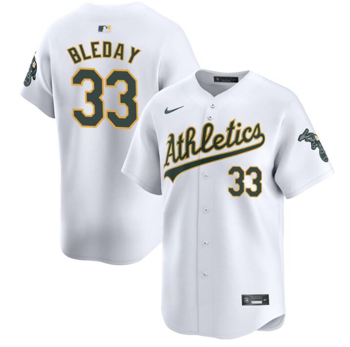 Personalized Men’s Oakland Athletics #33 JJ Bleday White 2024 Home Limited Stitched Jersey