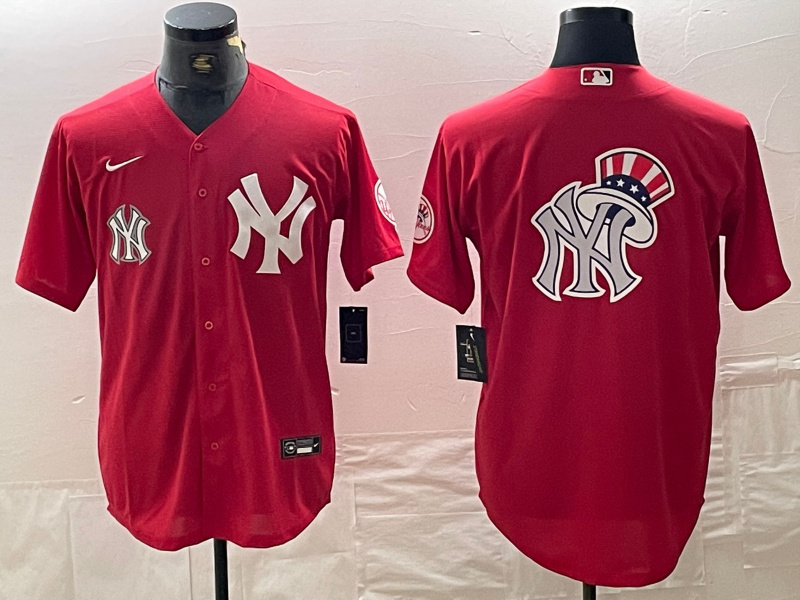 Personalized Men’s New York Yankees Big Logo Red Cool Base Stitched Baseball Jersey