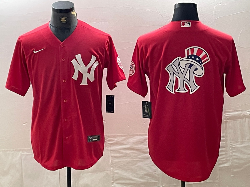 Personalized Men’s New York Yankees Big Logo Red Cool Base Stitched Baseball Jersey