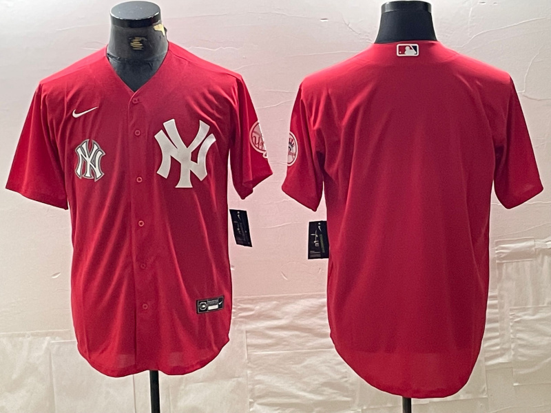 Personalized Men’s New York Yankees Big Logo Red Cool Base Stitched Baseball Jersey
