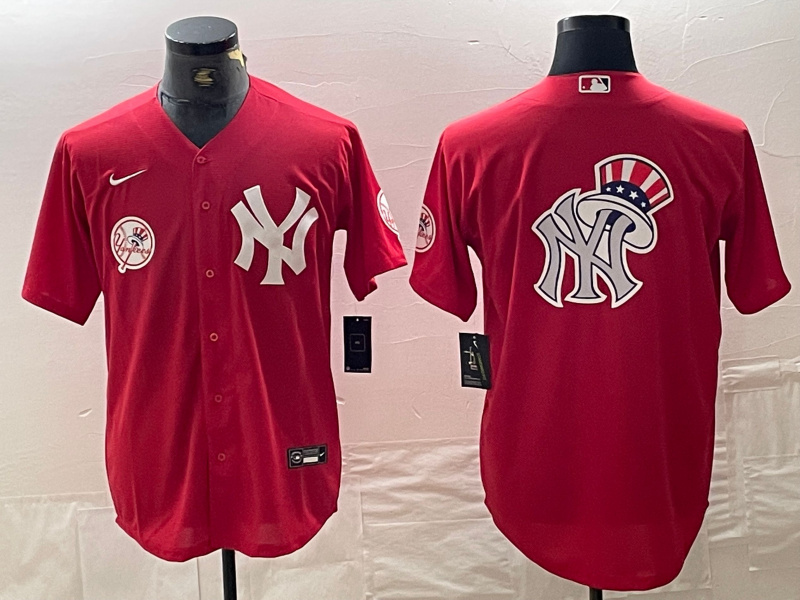 Personalized Men’s New York Yankees Big Logo Red Cool Base Stitched Baseball Jersey