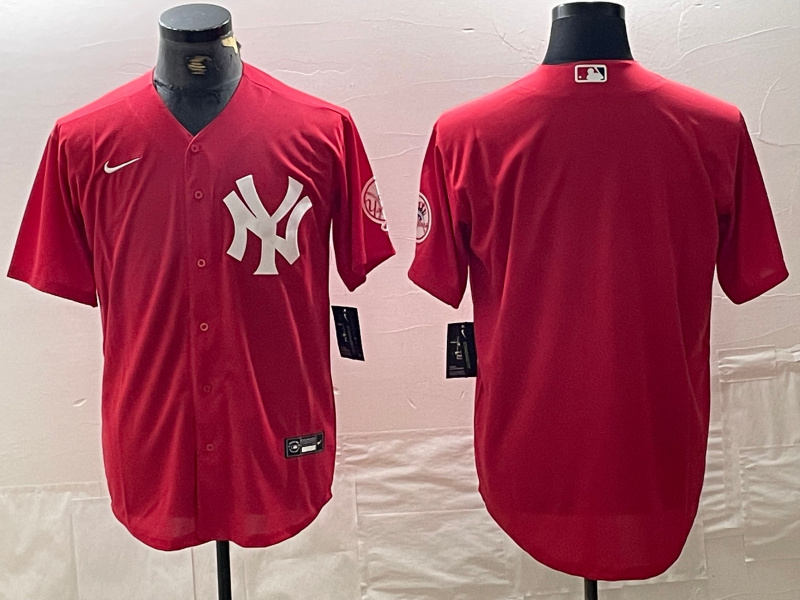Personalized Men’s New York Yankees Big Logo Red Cool Base Stitched Baseball Jersey