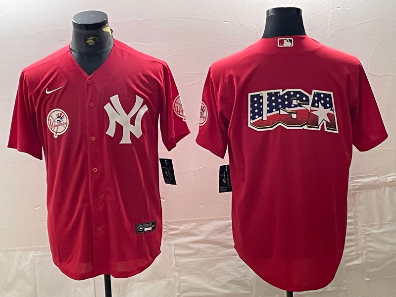 Personalized Men’s New York Yankees Big Logo Red Cool Base Stitched Baseball Jersey