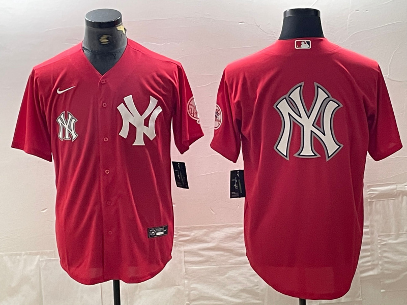 Personalized Men’s New York Yankees Big Logo Red Cool Base Stitched Baseball Jersey