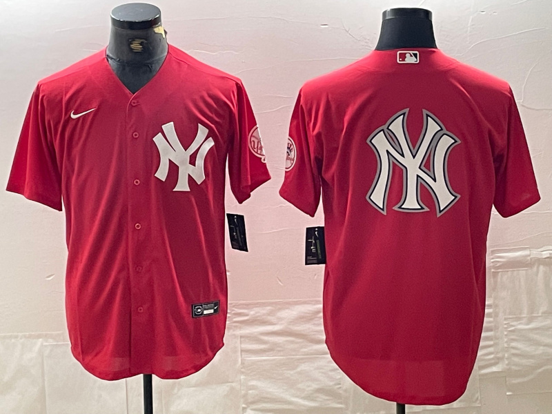 Personalized Men’s New York Yankees Big Logo Red Cool Base Stitched Baseball Jersey