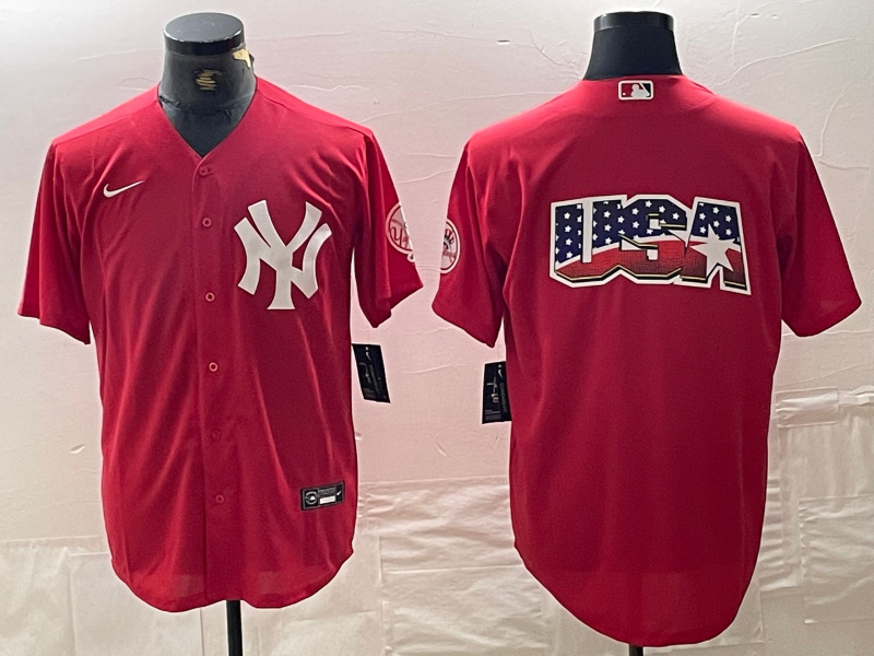 Personalized Men’s New York Yankees Big Logo Red Cool Base Stitched Baseball Jersey